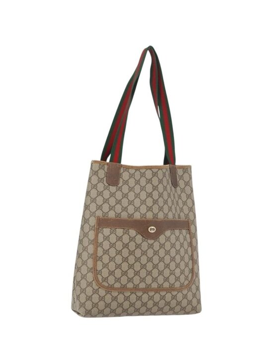 GUCCI Handbags - GUCCI GG Supreme Web Sherry Line Tote Bag PVC Beige 89 02 003
